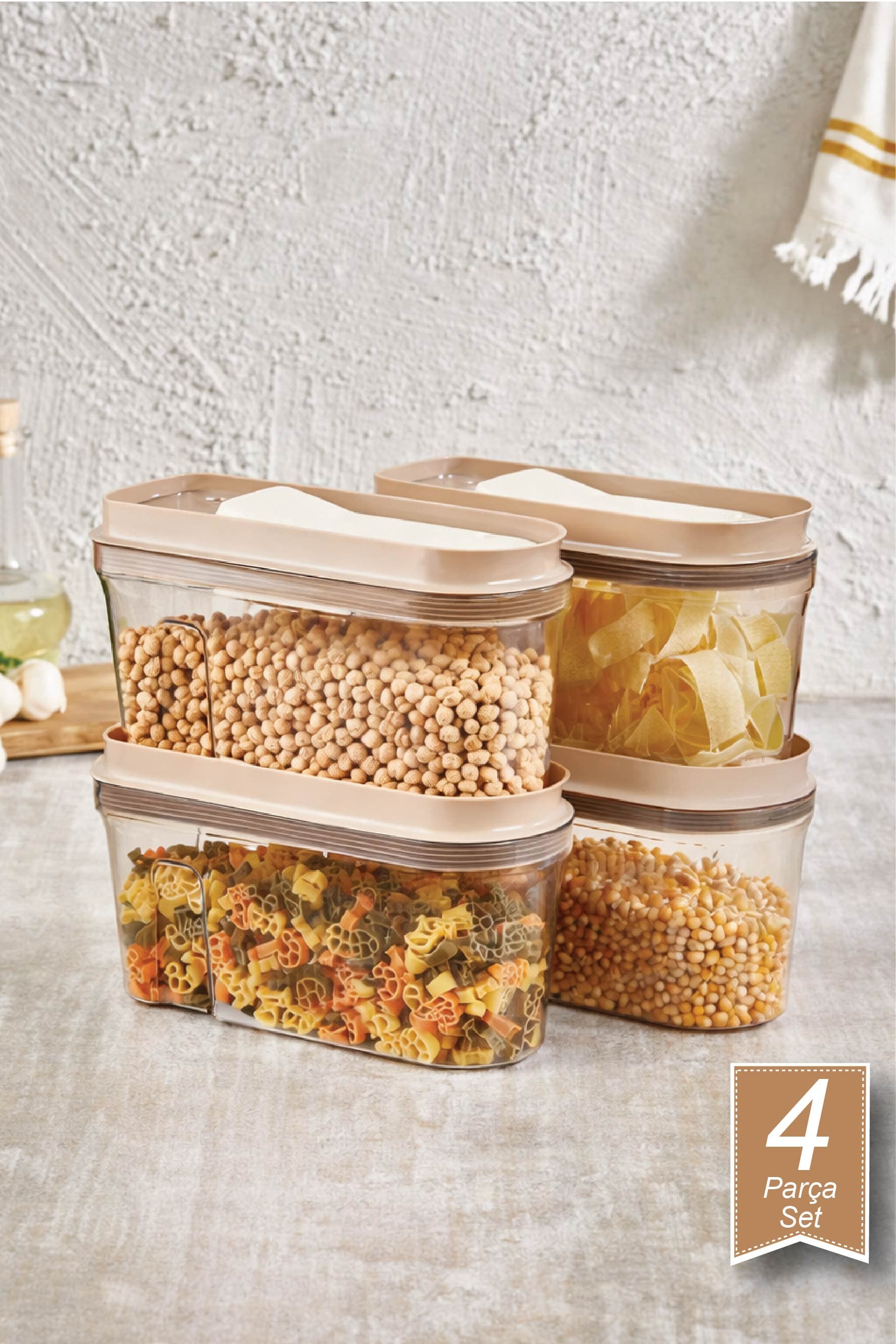 Lüks Erzak Saklama Kabı, Şeffaf Bakır 4*2 Litre