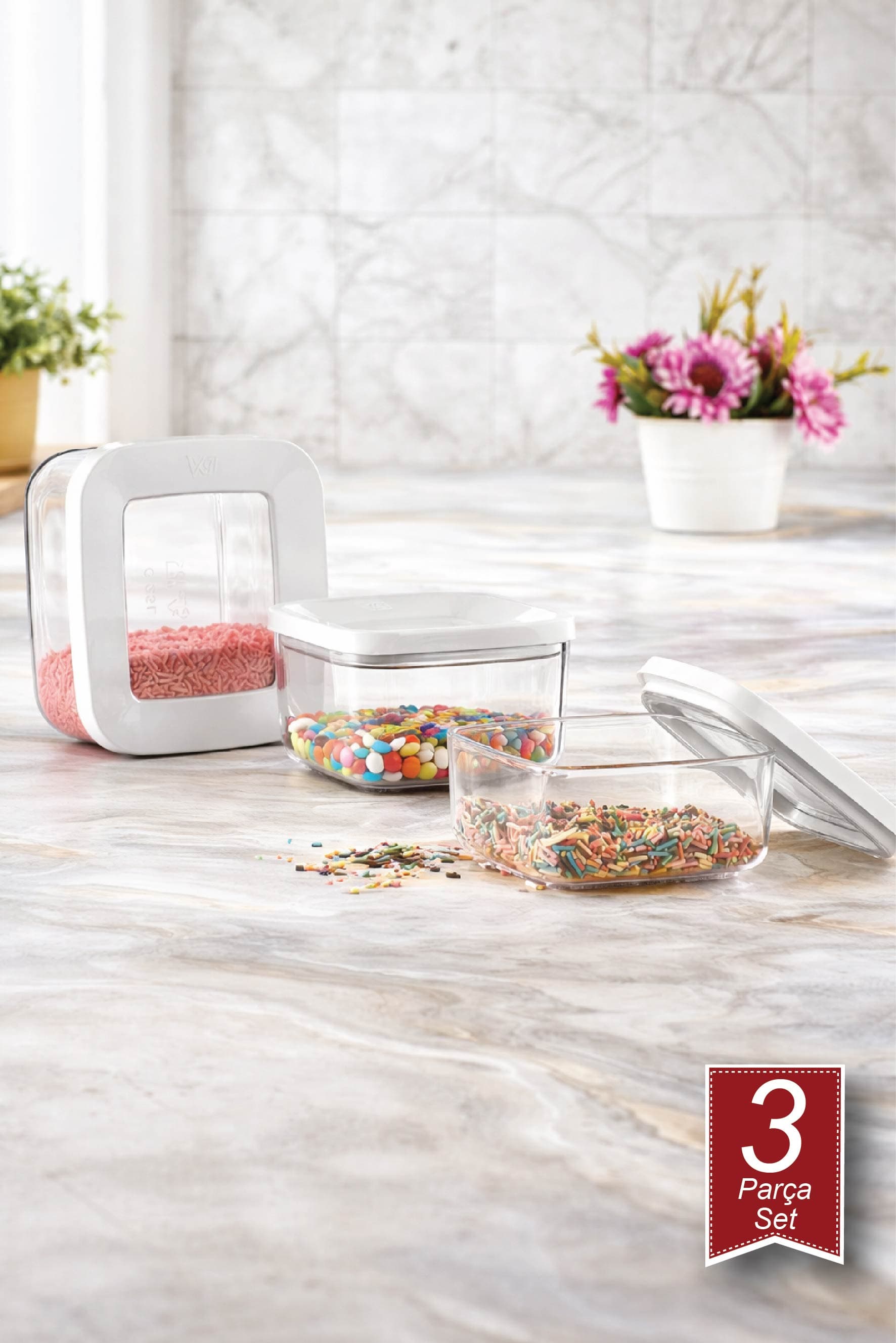 Kare Saklama Kabı 3*350 ml