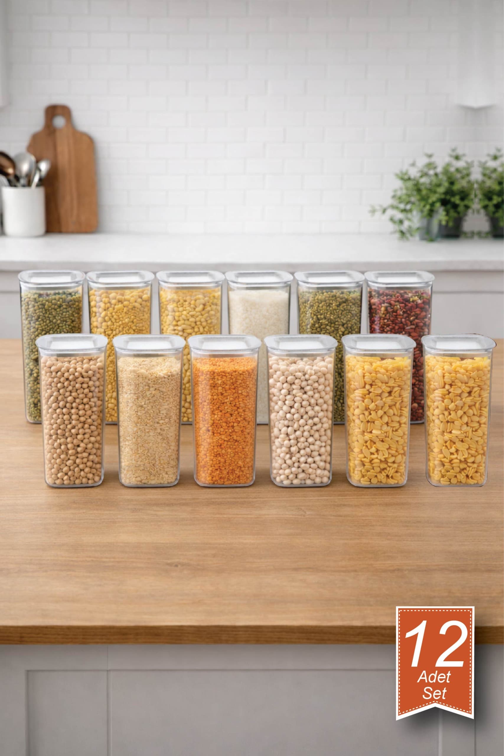 12'li Sude Kare Saklama Kabı,12*2000 ml